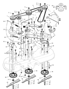 Mower Housing Drive System Diagram and Parts List for 465606X692A 2001 Briggs and Stratton Lawn Tractor